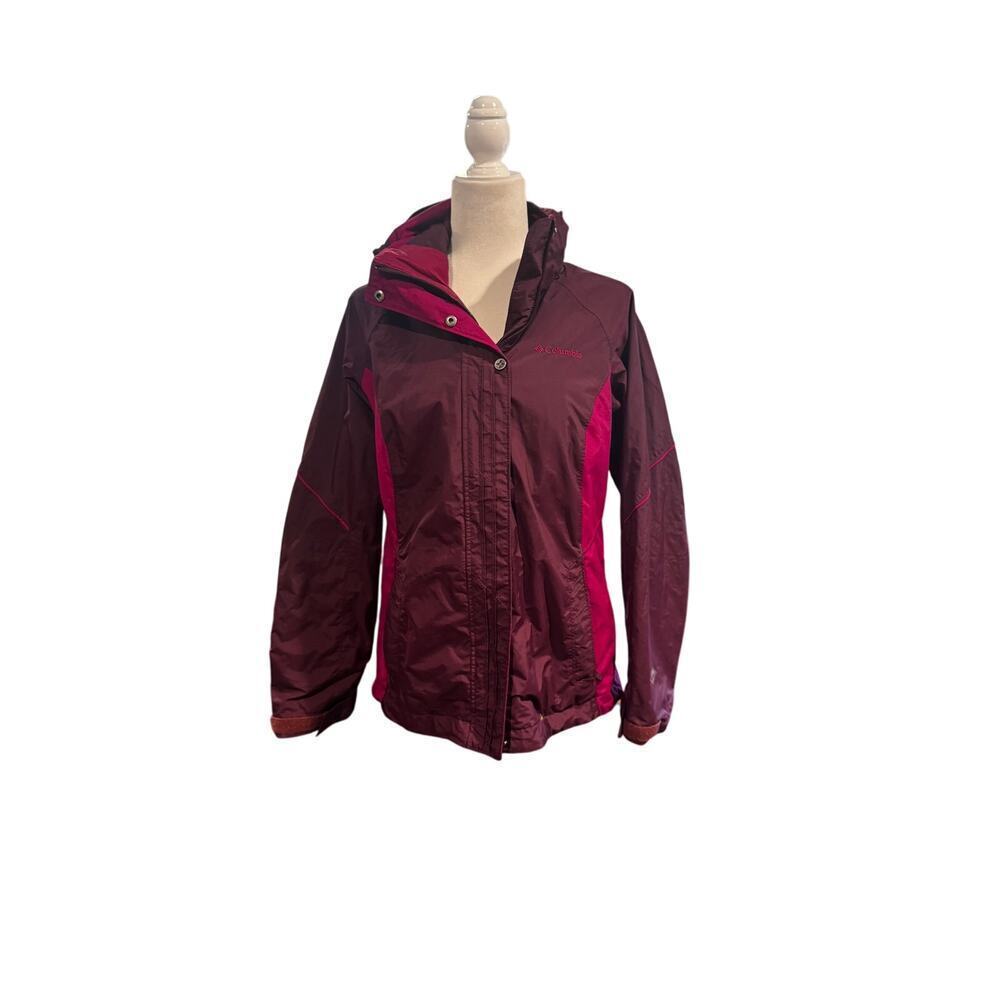 Columbia Omni-Tech Interchange Waterproof Jacket M Burgundy Pink Shell Only